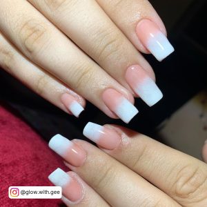 Trendy Gel Pink To White Ombre Nails