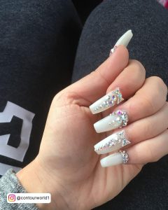 White And Diamond Nails For Weddings
