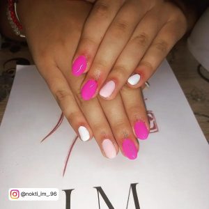 White And Hot Pink Nails For A Night Out