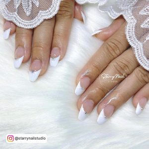 White French Tip Nails Almond For Brides