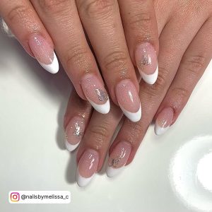 White French Tip Nails With Glitter For Date Nights