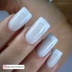 White French Tips Nails With White Overcoat For A Classy Look