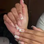 White Nails With Hearts For Weddings