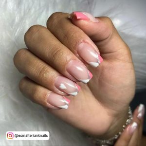White Nails With Pink Tips For A Simple And Cool Look
