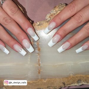 White On White French Tip Nails For A Classy Look