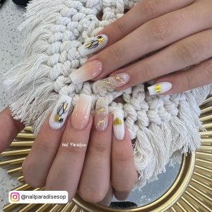 White Spring Nails On A Wooven Clutch