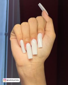 White Square Nails Long And Simple