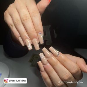 Acrylic Coffin Nail Designs In Nude Shade