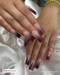 Acrylic Long Nails In Brown And Gray With Ombre