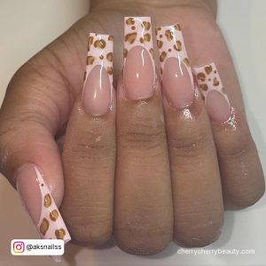 Acrylic Nail Ideas Coffin With Brown Spots On Tips