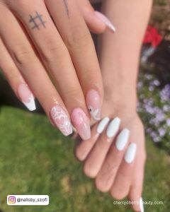 Acrylic Nails White Matte With Cute Design