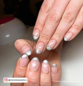 Acrylic Nails With Silver Tips In Almond Shape