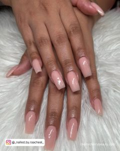 Acrylic Pink Ombre Nails In Square Shape