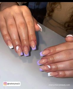 Acrylic Purple And White Nails For A Simple Look