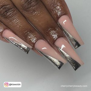 Acrylic Silver Nails In Extra Long Length