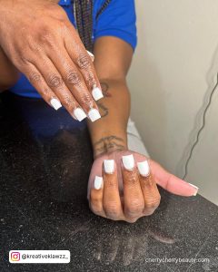 All White Nails With Rhinestones On Short Nails