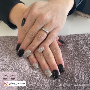 Black And Silver Acrylic Nails For Elegance