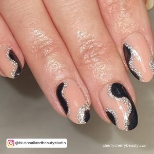 Black And Silver Christmas Nails For A Cute Look