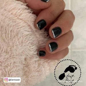 Black And Silver Nail Tips For Short Length