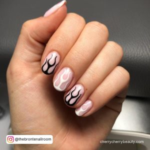 Black And White Flame Nails For A Cool Look