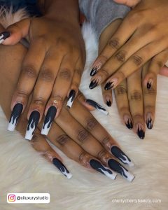 Black Nails White Flame For The Perfect Combo