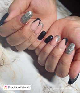 Black Silver Nail Designs On Tips