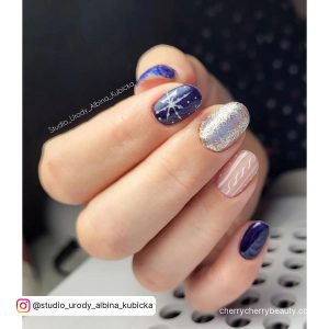 Blue And Silver Nail Art For A Sparkly Effect