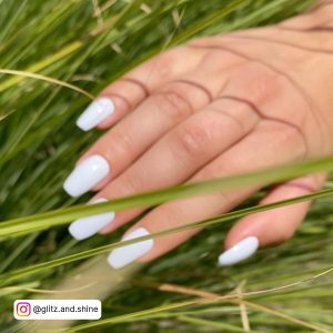 Brilliant Summer White Nails With Grasses In Background