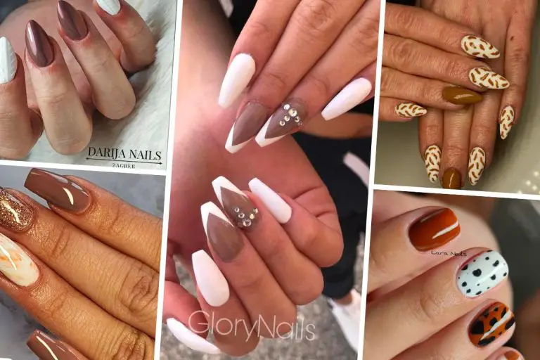 brown and white nails