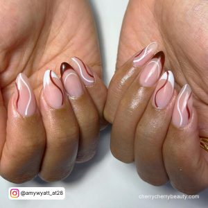 Brown And White Swirl Nails For A Daily Look