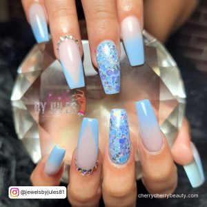 Coffin Simple Acrylic Nails In Blue
