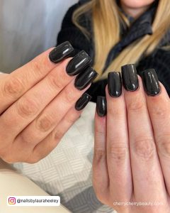 Cute Black Acrylic Nails With A Glossy Finish