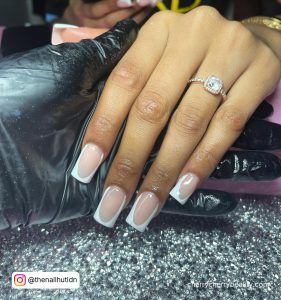 Cute Trendy Short Acrylic Nails With White Tips