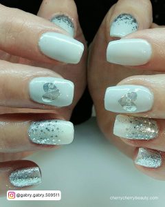 Gray And White Nail Designs With Glitter