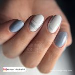 Gray And White Nails With Silver Lines
