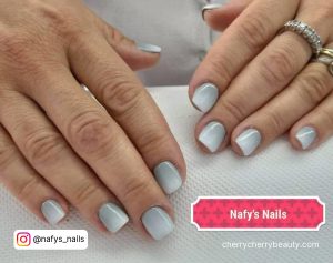 Gray And White Ombre Nails On Short Length