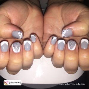Gray Nails With White Tips For French Manicure