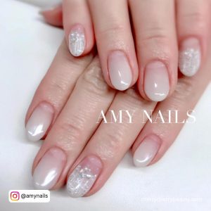 Gray White And Glitter Nails For A Simple Look