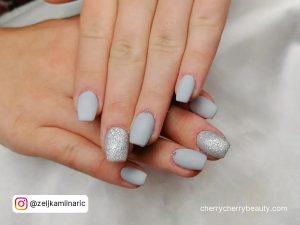 Gray White Silver Nails For A Winter Look