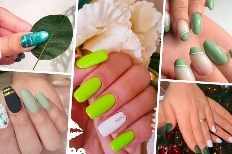 green and white nails