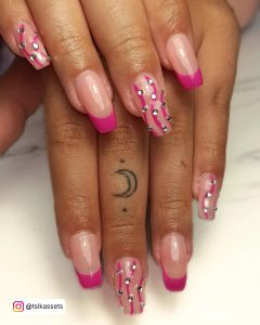 Hot Pink Acrylic Nails Designs With Diamonds