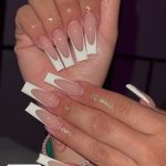 Long Acrylic Nails With White Tips