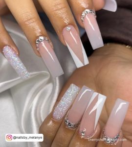 Long Square Acrylic Nails Ideas With Diamonds