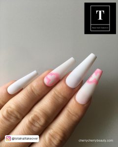 Matte Acrylic Nails White In Coffin Shape
