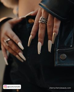 Matte White And Gold Nails For Parties