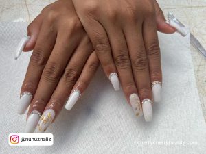 Milky White Nails With Rhinestones That Anyone Can Try