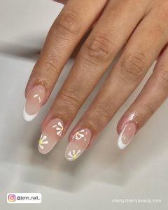Nail Design White Flower And White Tips