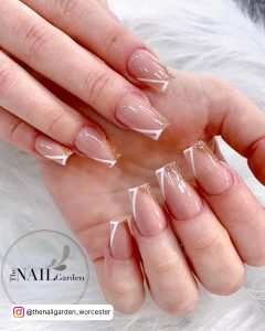 Nail Design White Line On A Furry Surface