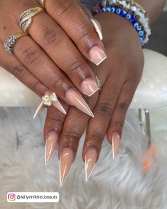 Nail Design With White Lines On Different Nail Shapes
