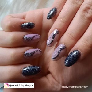 Nail Designs Black And Silver With Swirls